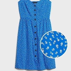 Banana Republic TALL Blue and White Flower Sleeveless Dress Size Small. NWOT